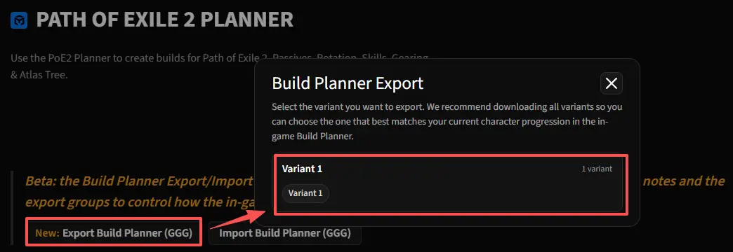 Locate the export button on Maxroll to grab your PoE2 build files How to Download .build Files from Maxroll Planners